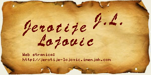 Jerotije Lojović vizit kartica
